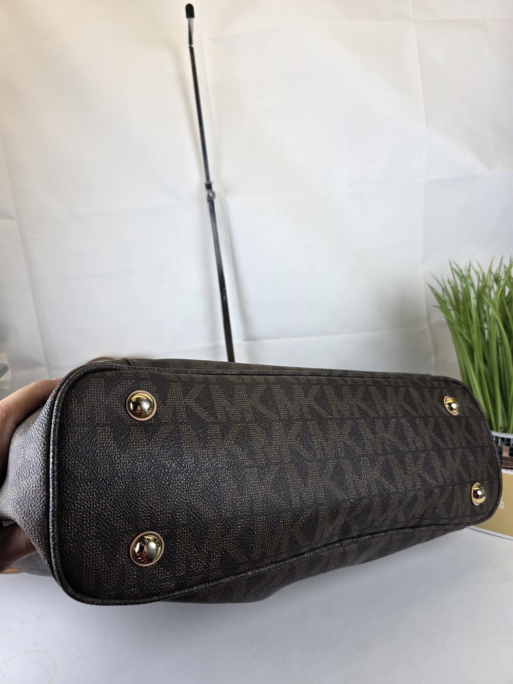 Michael Kors Jet Set Travel Brown Logo Tote Shoulder Bag Work Laptop School - Picture 9 of 13